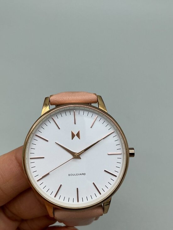 MVMT Boulevard 38mm Women Watch Rose Gold Tone Pink Leather Band New Battery main image 9